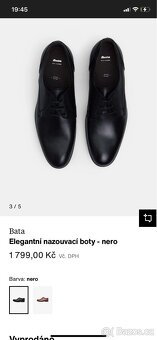 Elegantní nazouvací boty  Bata - nero - 6