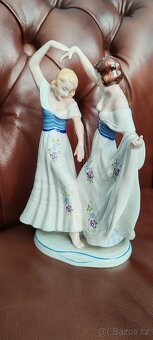 starožitná porcelánová soška Royal dux, tanečnice art deco - 6