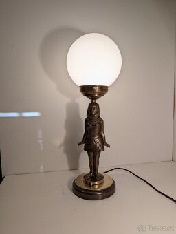 mosazná stará lampa figurální lampička stínidlo bílá koule - 6