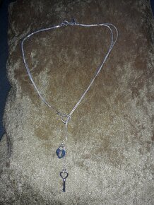 Nový dámský stříbrný náhrdelník srdce zámek lásky 925 - 6