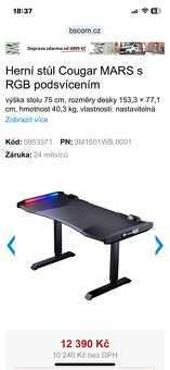 Herní stůl Cougar MARS s RGB podsvícením - 6