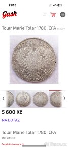 Prodám rakouskou stříbrnou minci Marie Theresie1780 - 6