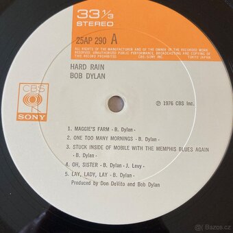 LP - BOB DYLAN - Hard Rain - 1976 - Původní JAPAN - TOP Stav - 6
