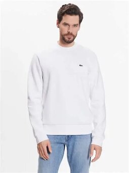 LACOSTE  PÁNSKÁ STYLOVÁ BAVLNĚNÁ WHITE MIKINA XL - 6