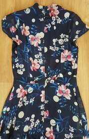 Modré květované áčkové šaty, Orsay, vel. 34 XS - 6