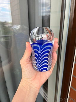 Těžítko, olejová lampa 11 cm, barevné hutní sklo - 6