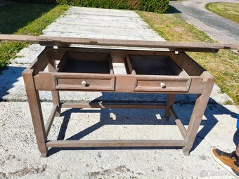 Starožitný velký  hospodský stůl se 2 šuplíky - 6