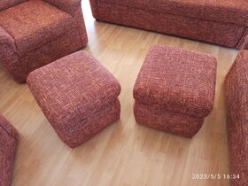 Sedačka-šestidílná sestava : 2 křesla, 2 sedačky, 2 taburety - 6