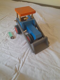 Retro hračka traktor dřevěný - 6