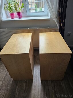 PRODÁM SADU 2KS KOMOD IKEA MALM 3 ŠUPLÍKY - DÝHA BŘÍZA - 6
