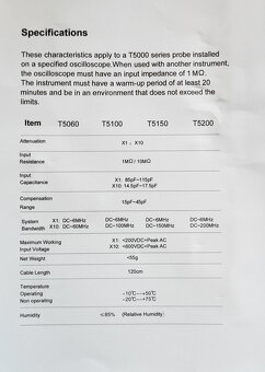 Sada (2x) sonda k osciloskopu T5100 Nová - 6