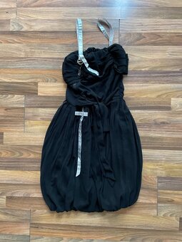 Hedvábné šaty se stříbrnou stuhoua řetízkem, vel S/M, Pussy - 6