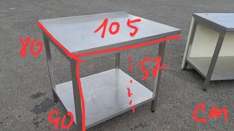 Nerezový stůl 105x80x90 cm s lemem a sp. polici - 6