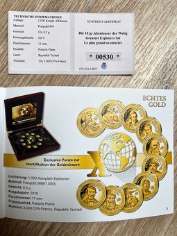 Sada zlatých mincí - Největší objevitelé světa (10x 0,5g) - 6