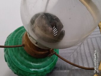 Starožitná malachitová velká petrolejová lampa - 6