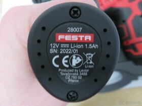 Nová aku vrtačka FESTA 28007- 12V set 2x baterie 1. 5A - 6