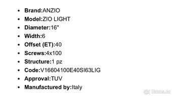 Anzio Wheels Zio Light R16 Pneu 205/45 Continental - 6
