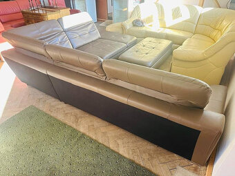 904 Kožená rohová sedací souprava sedačka + taburet - 6