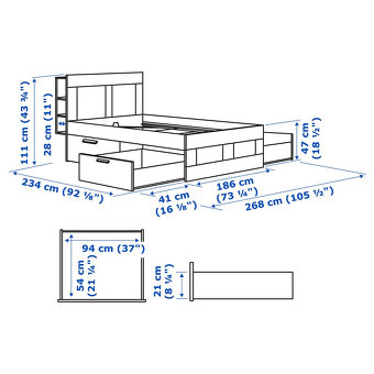 Postel IKEA BRIMNES 180×200 cm + matrace VALEVÅG + rošty - 6