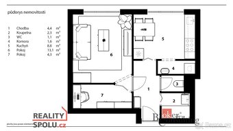 Pronájem, byty/2+1, 38 m2, Benešovo náměstí 2446, 53002 Pard - 6