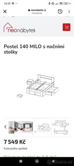 Postel 140x200 včetně roštu a matrace - 6