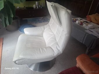 Polohovací kožené křeslo zn.Hukla - 6