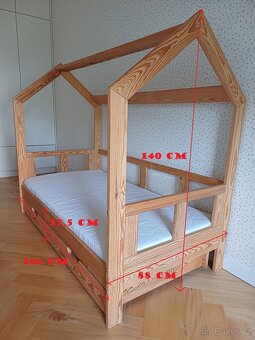 Dětská postel - Domeček - borovice masiv - 6