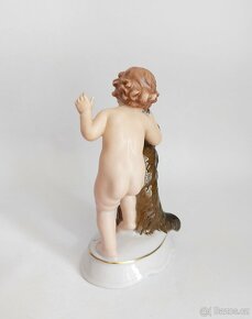 Starožitná porcelánová figura - putto a pes - Rosenthal - 6