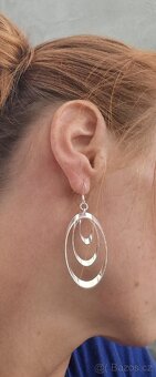 Nové dámské stříbrné náušnice kruhové 925 oválné 3v1 visací - 6