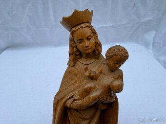 Dřevěná socha Panna Marie královna s jezulátkem - 6