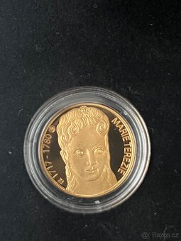 Zlato / zlatá a stříbrná mince Marie Terezie proof - 6