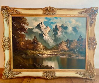 Starý obraz, olejomalba Kaisergebirge originál Reger - 6