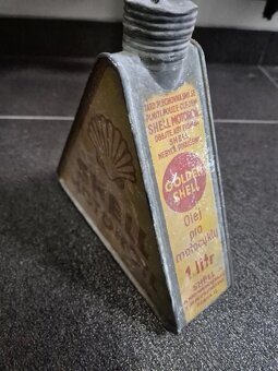 Originál starožitná  plechovka chovka na  olej Shell 1930 - 6