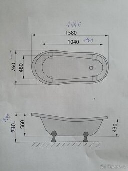 Prodám akrylátovou volně stojící vanu Retro - 6