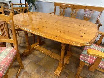 Chalupářský jídelní komplet, vyřezávaný, borovice masiv - 6
