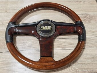 Velmi vzácný volant BBS, kůže, dřevo, W123, W124, W201, E28 - 6