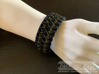 Paracord náramek v army stylu (19 cm) oliv - dark blue - 6
