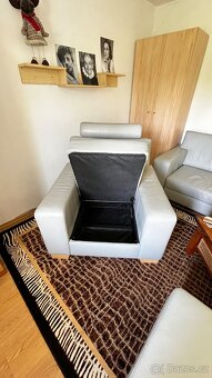 Sedačka kožená světle šedá - 6