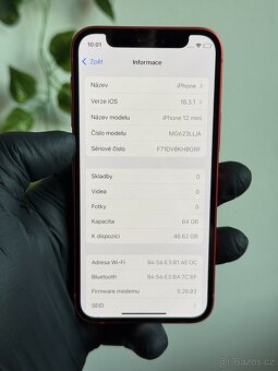 iPhone 12 mini 64GB červený - 100% baterie - 6