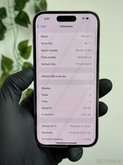 iPhone 14 Pro 128GB zlatý - 100% baterie (eSim) - 6