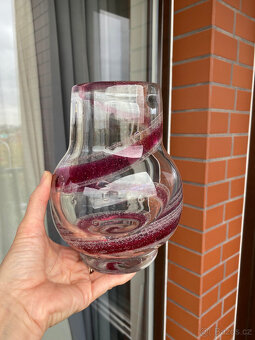 Váza se spirálou 19 cm, hutní sklo, Theresienthal - 6