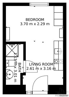 Podnájem mezonetového bytu 1+kk, 20,75m2, ulice Václavská, B - 6