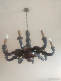 Starožitný dřevěný lustr - 6