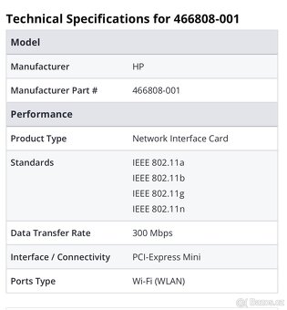 Wifi karta HP 466808-01 PCIe - 6
