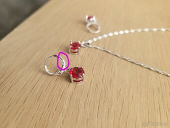 Nová dámská stříbrná červená sada šperků - 6