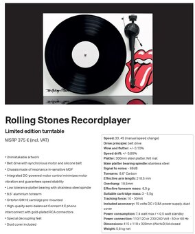 Gramo Pro-Ject Rolling Stones Recordplayer OM5 white rarita - 6