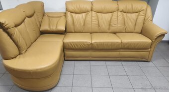 Kožená rohová sedací souprava - TOP STAV, jak NOVÁ - 6