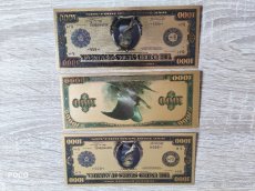 Zlaté bankovky 7ks $ Dolar a různé bankovky - 6