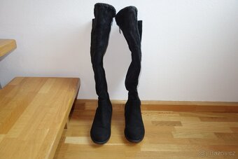 Vysoké dámské zimní semišové kozačky vel.37 - 6