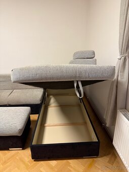 Rozkládací, rohová sedací souprava + taburet - 6